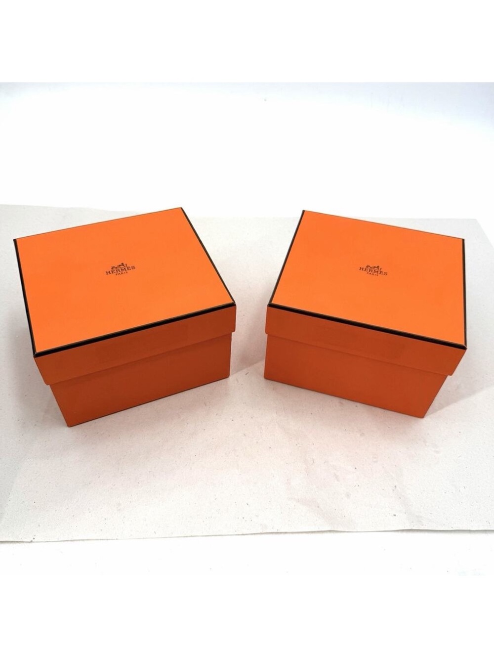 HERMES Authentic Two Orange Empty Gift Box Boxes 6.25" x 5.75" x 4.25"